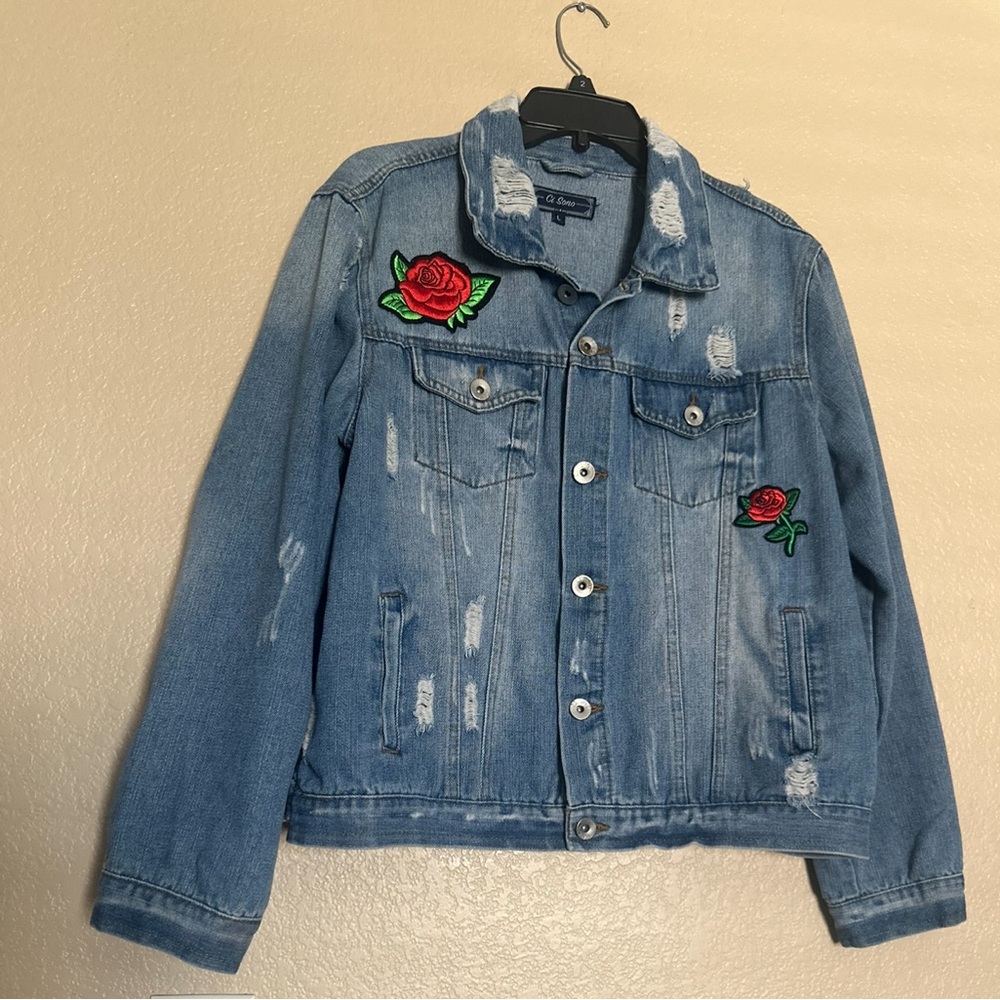 CI SONO EMBROIDERED JACKET WITH RIPS
